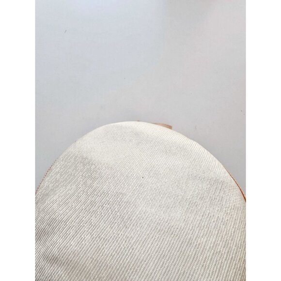 Vintage Ivory Straw Weave Pale Pink Grosgrain Ribbon Faux Flower Cloche Hat - Picture 6 of 16